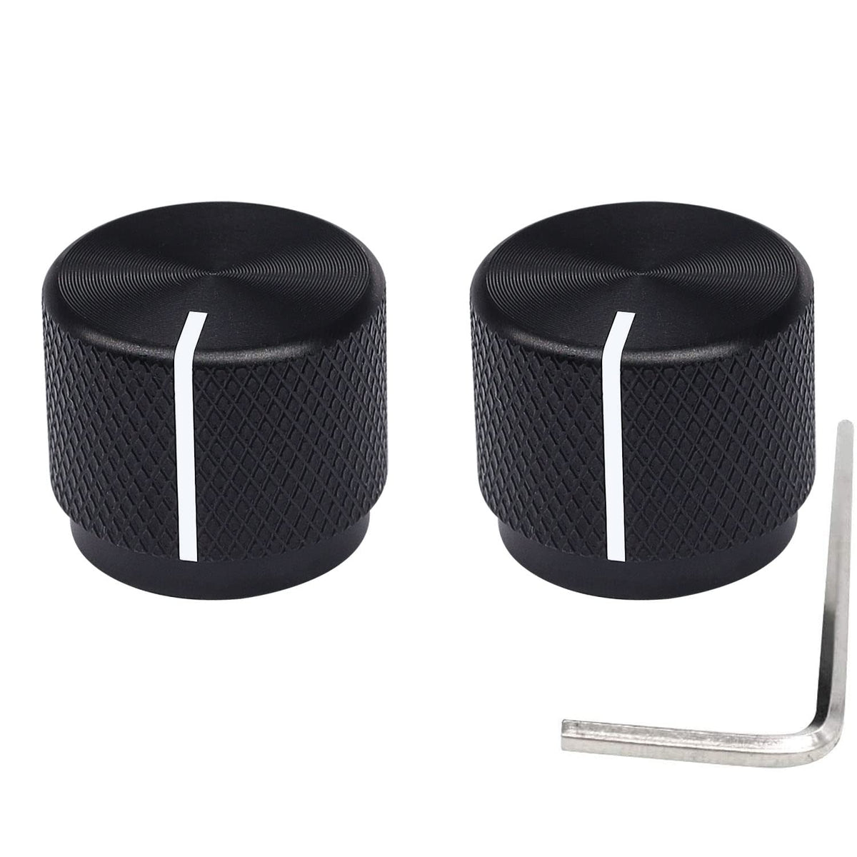 2pcs Black Aluminum Rotary Electronic Control Potentiometer I323358