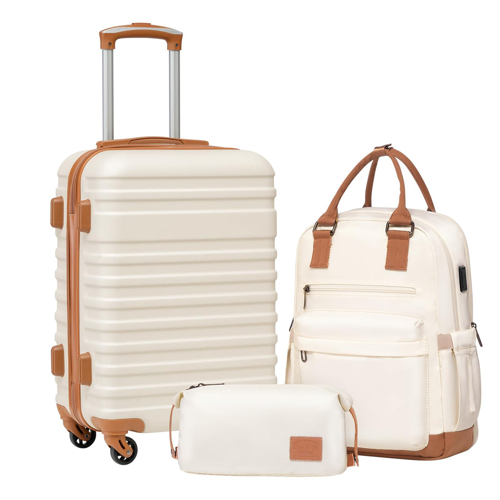 White 3 Piece Hardside Luggage Set W45021
