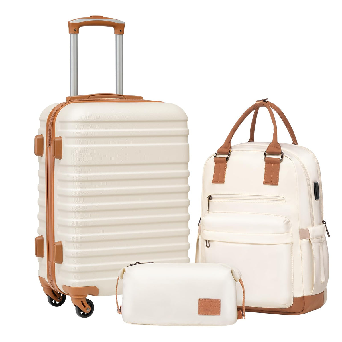 White 3 Piece Hardside Luggage Set W45021