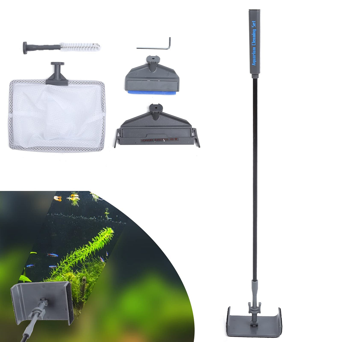 5 in 1 Aquarium Cleaning Tool Kit with Telescopic Handle X6051