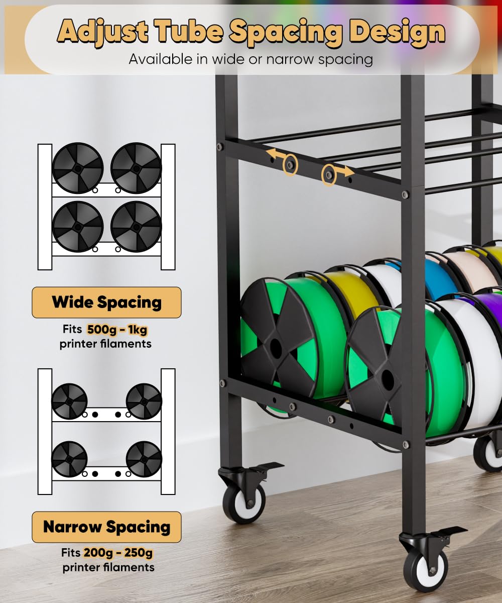 5-Tier 3D Printer Filament Storage Rack with Wheels H757323