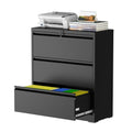 Black 3 Drawer Metal File Cabinet with Lock B8092