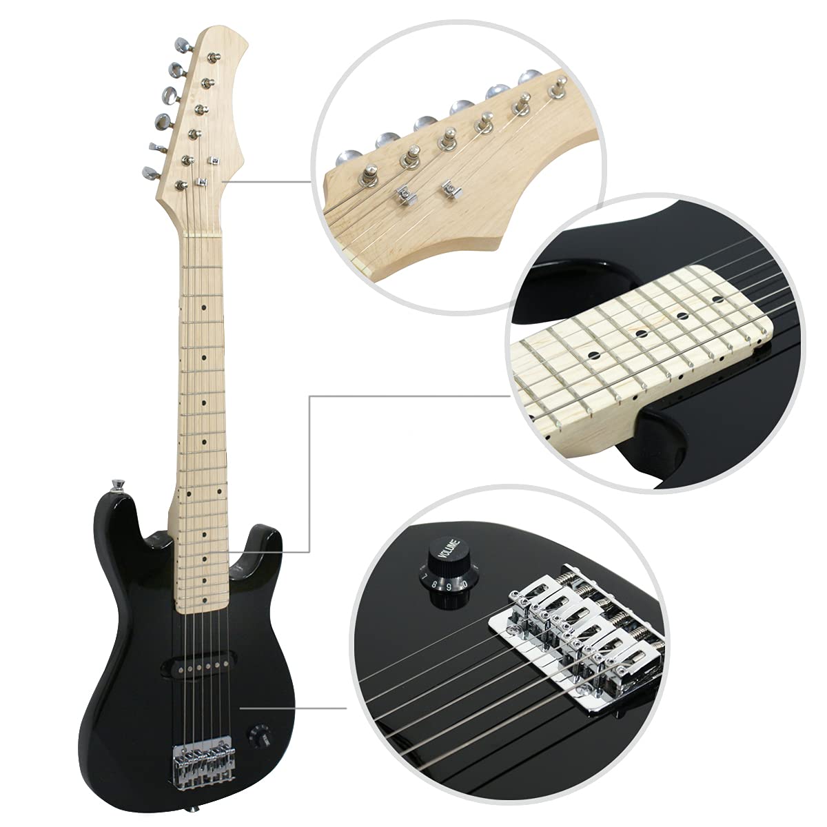 30" Beginner Electric Guitar with 5W Amp and Bag (Black) M110521