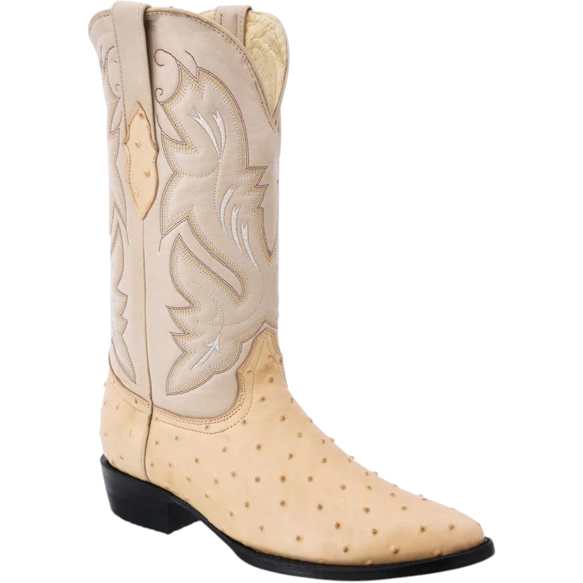 Tan Ostrich Print Leather Western Cowboy Boots X366488