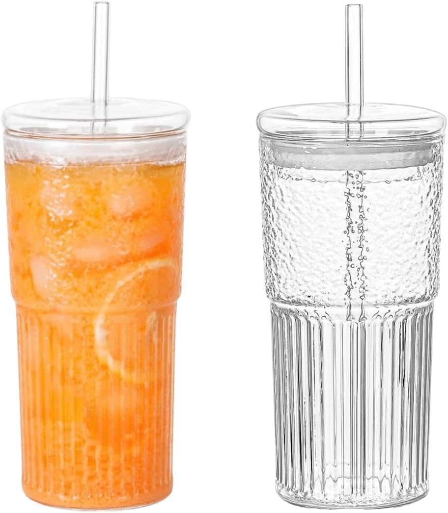 Glass Tumbler with Lid and Straw 20oz H73002