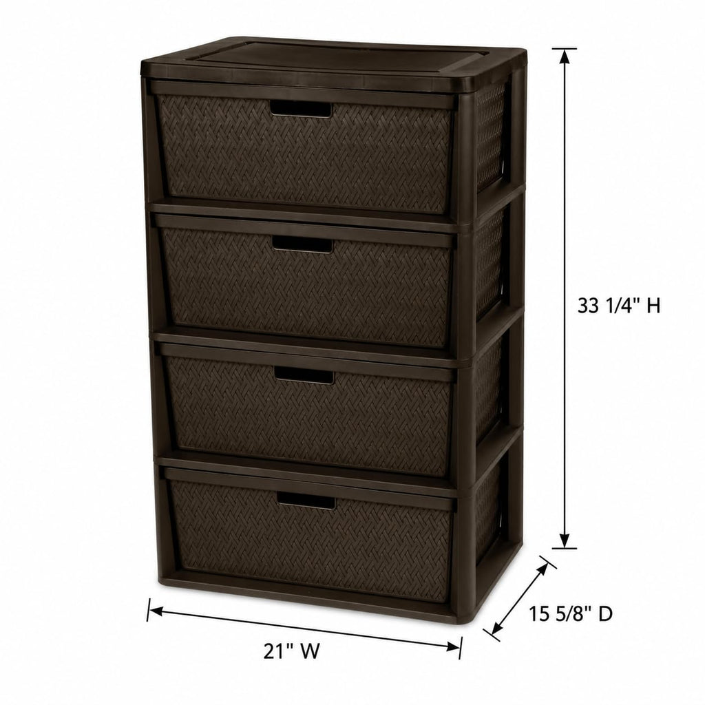 Brown 4 Drawer Plastic Storage Tower V64502