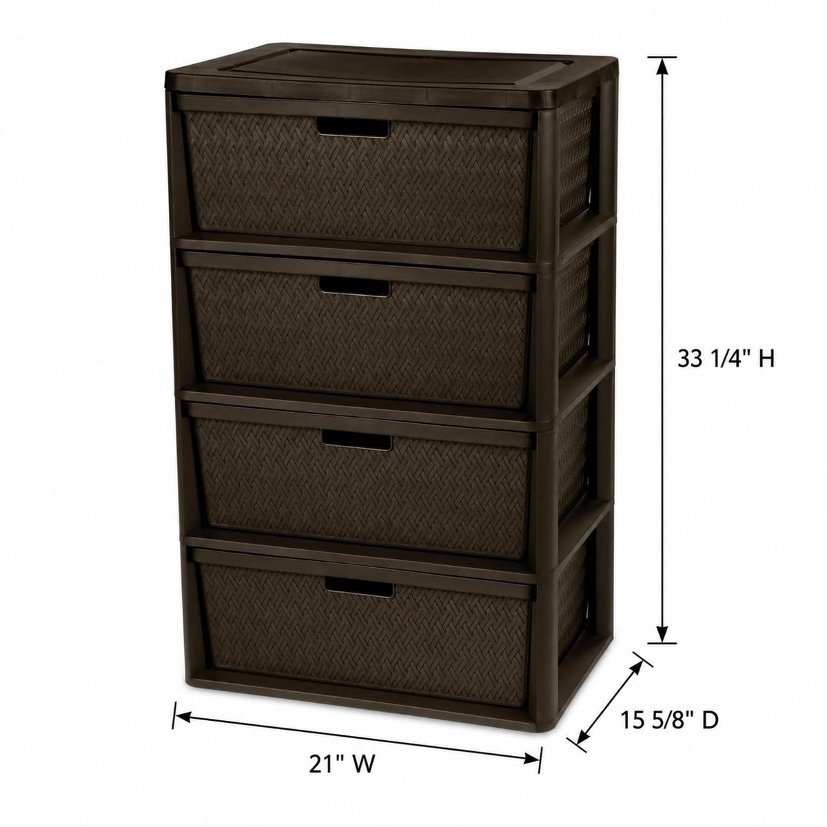 Brown 4 Drawer Plastic Storage Tower V64502