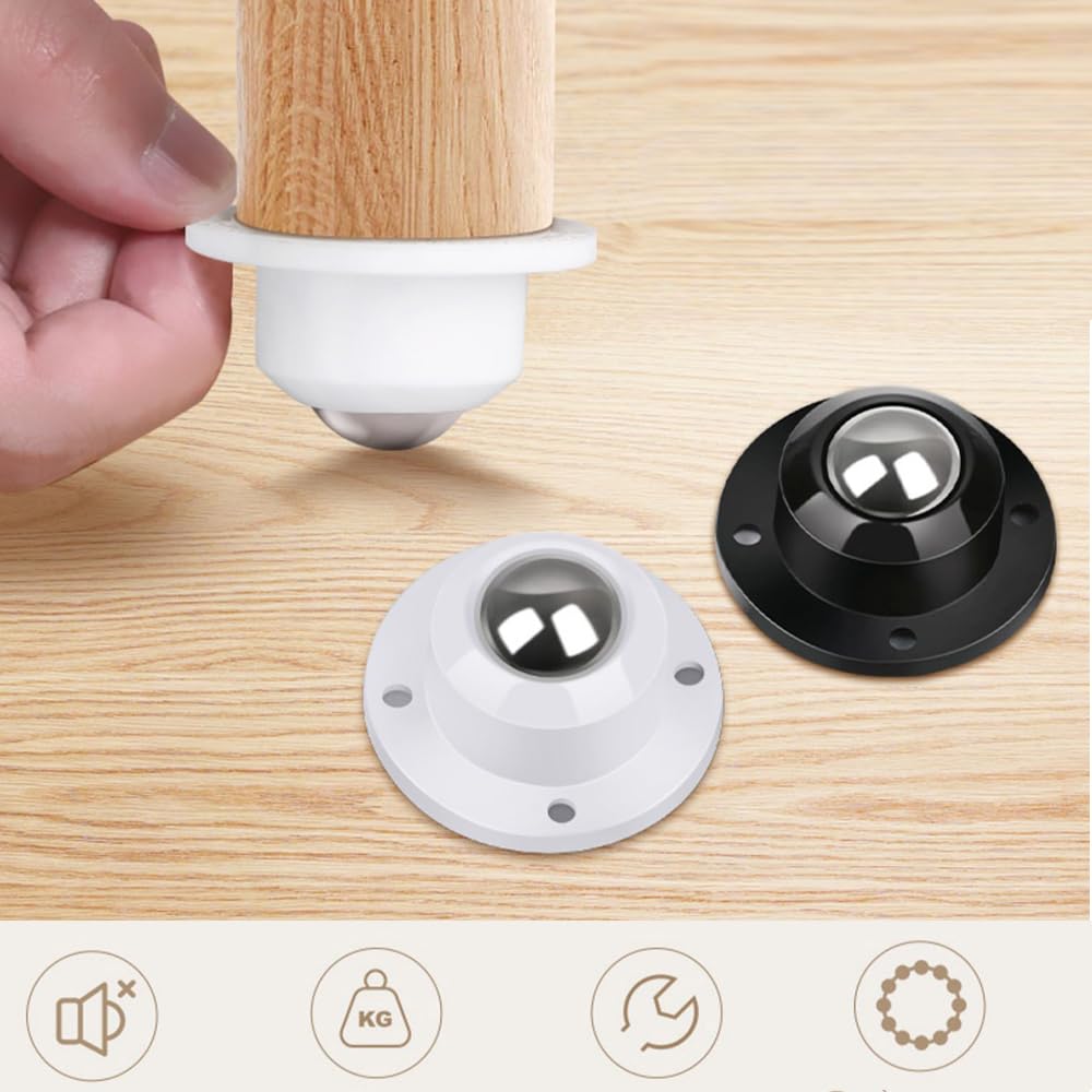 Self Adhesive Caster Wheels 0.8 Inch Black 4 Pack R82165