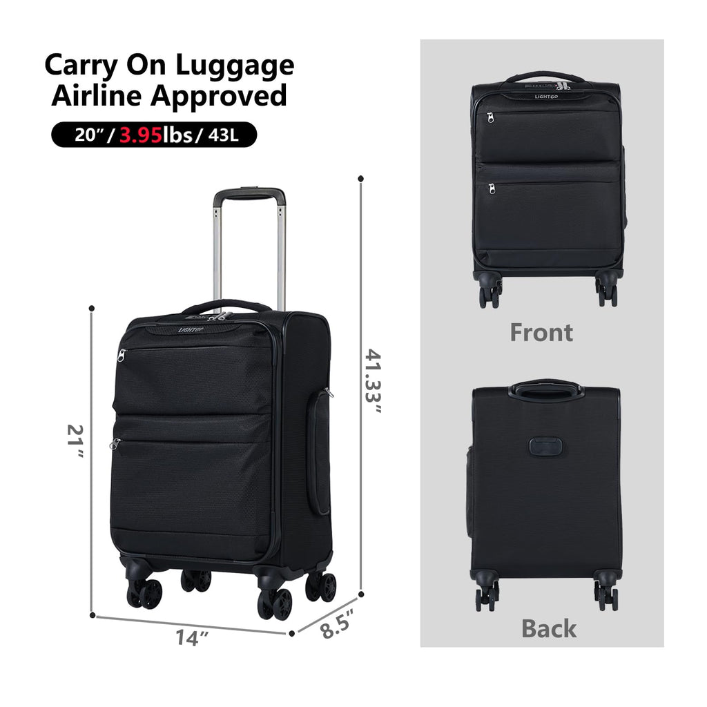 20" Carry On Softside Luggage Black Q721