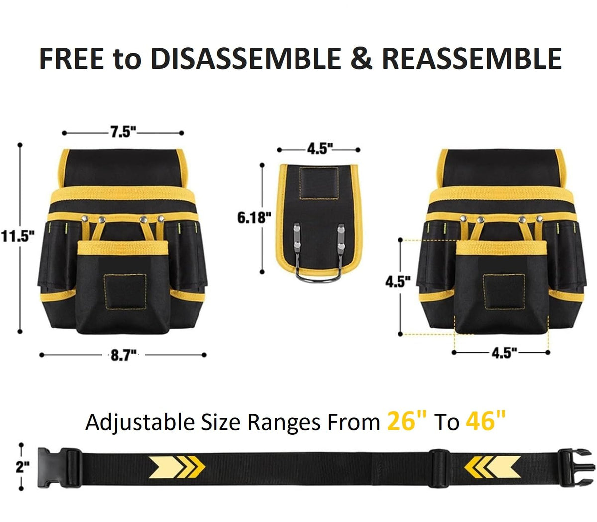 27 Pocket Tool Belt with 3 Magnetic Zones F9580