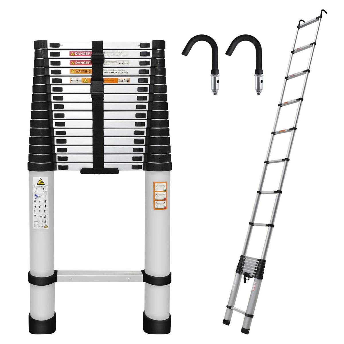 20.3ft Aluminum Telescoping Ladder with Hooks P946425