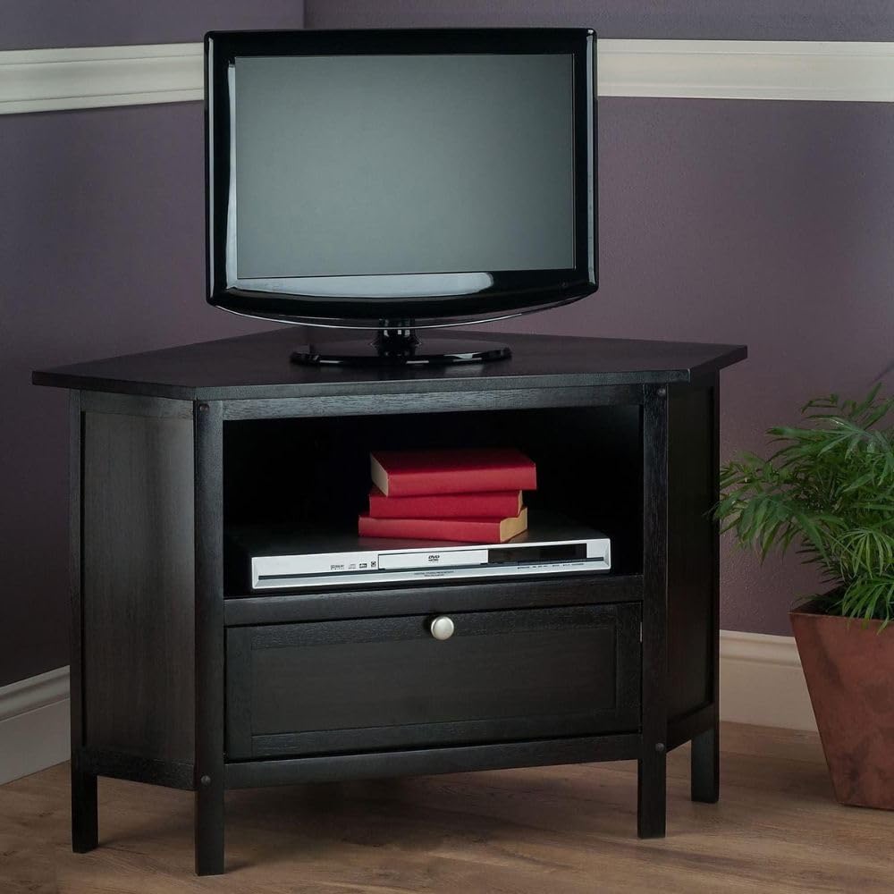 Espresso Corner TV Stand for TVs Up to 27 Inches Wood H8064