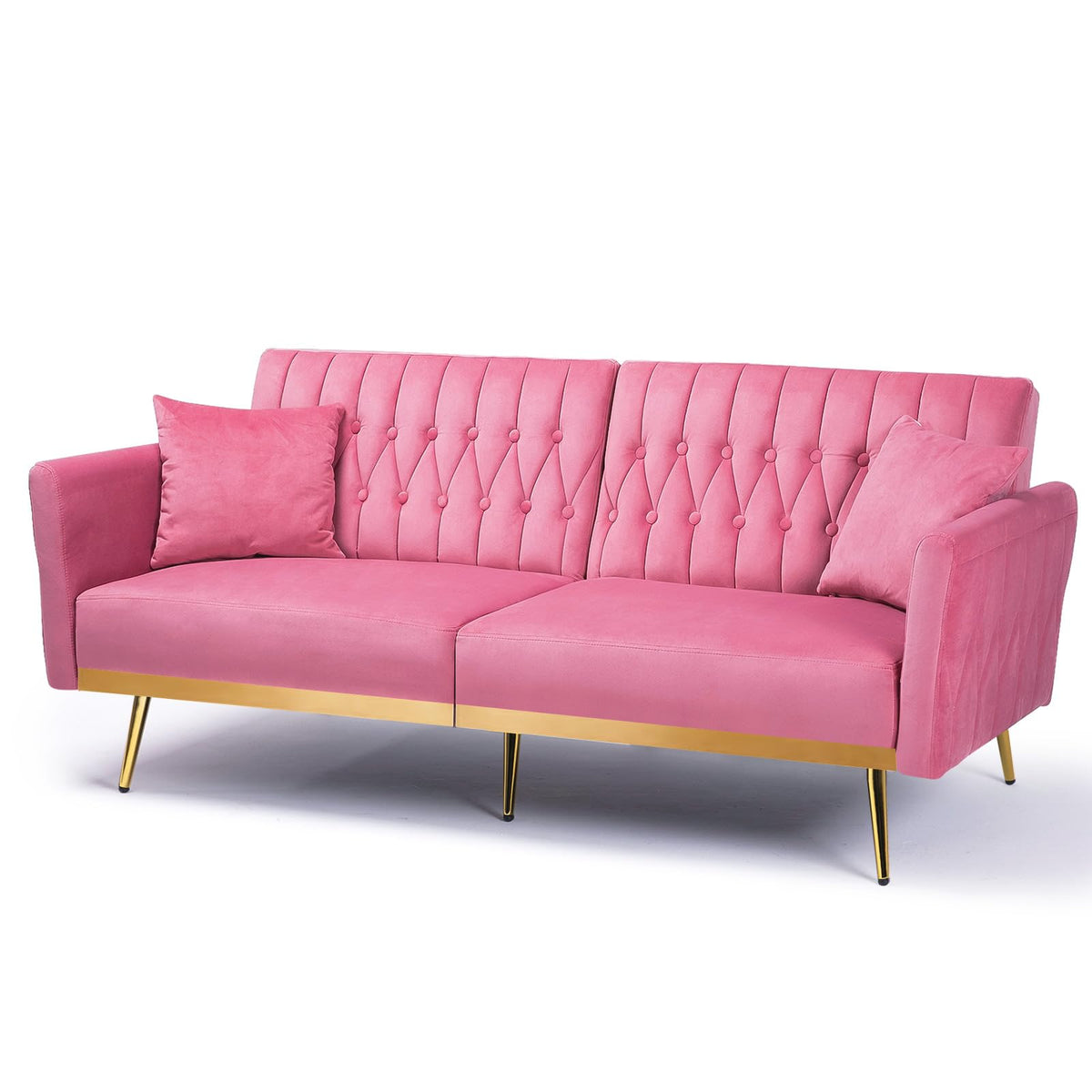 Pink Velvet Futon Sofa Bed H58358