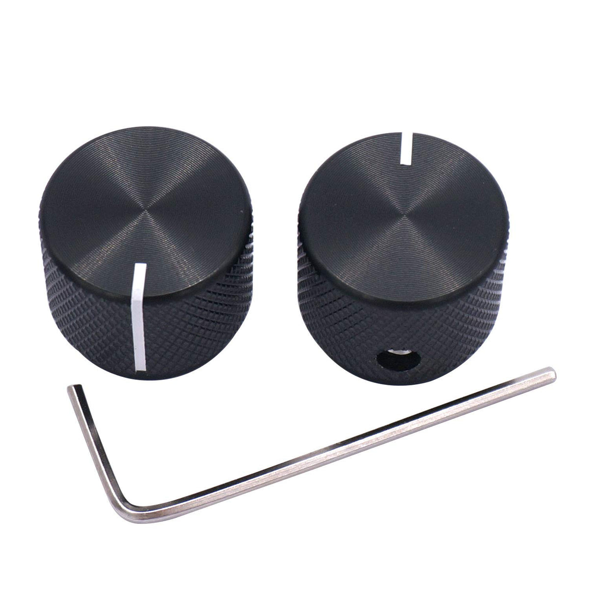 2pcs Black Aluminum Rotary Electronic Control Potentiometer I323358
