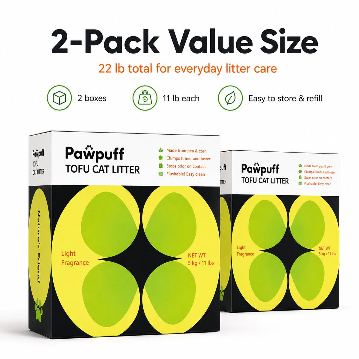 Tofu Cat Litter Low Dust Fast Clumping Flushable 2-Pack 22 lb X730