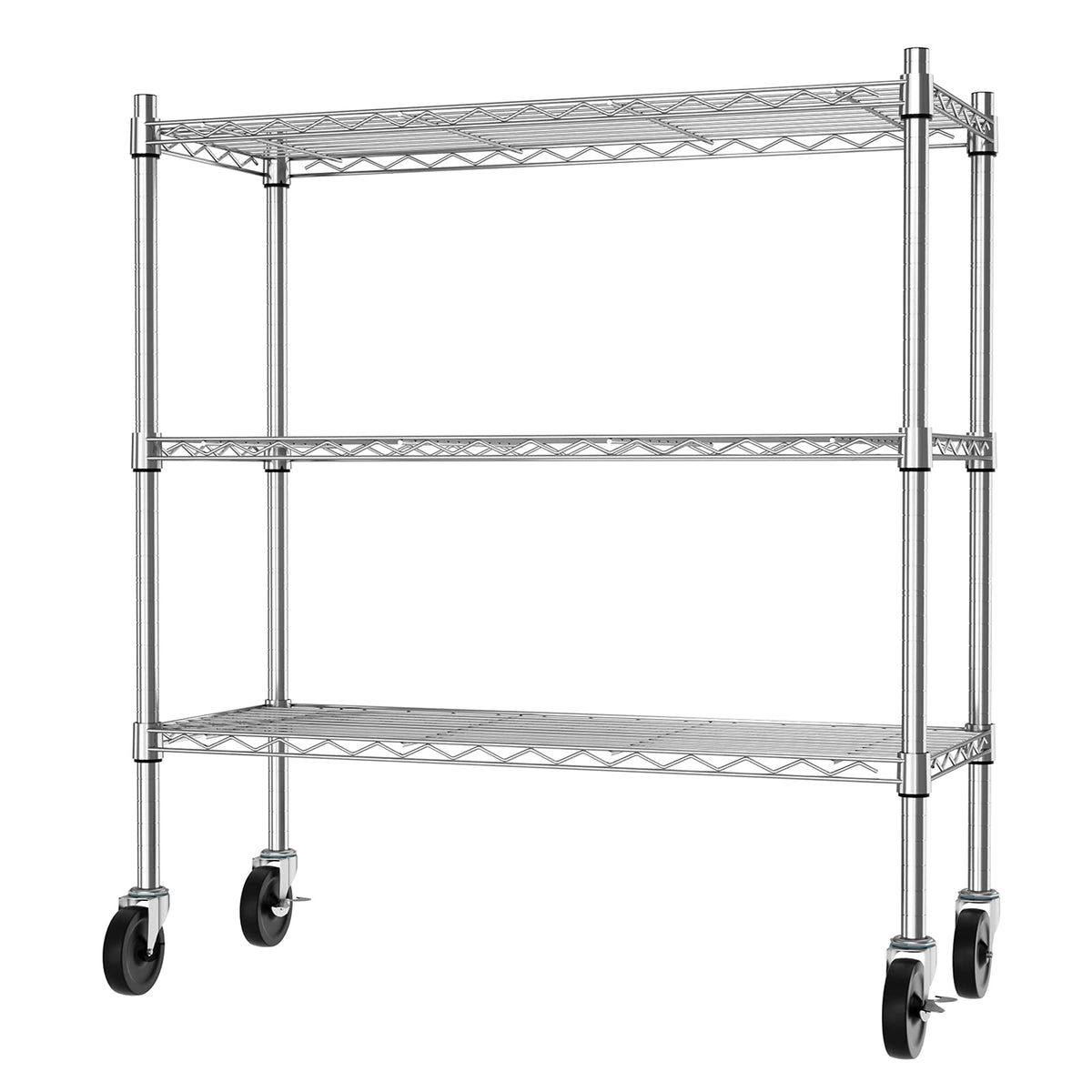 3-Tier Heavy Duty Metal Storage Shelves with Casters M824074