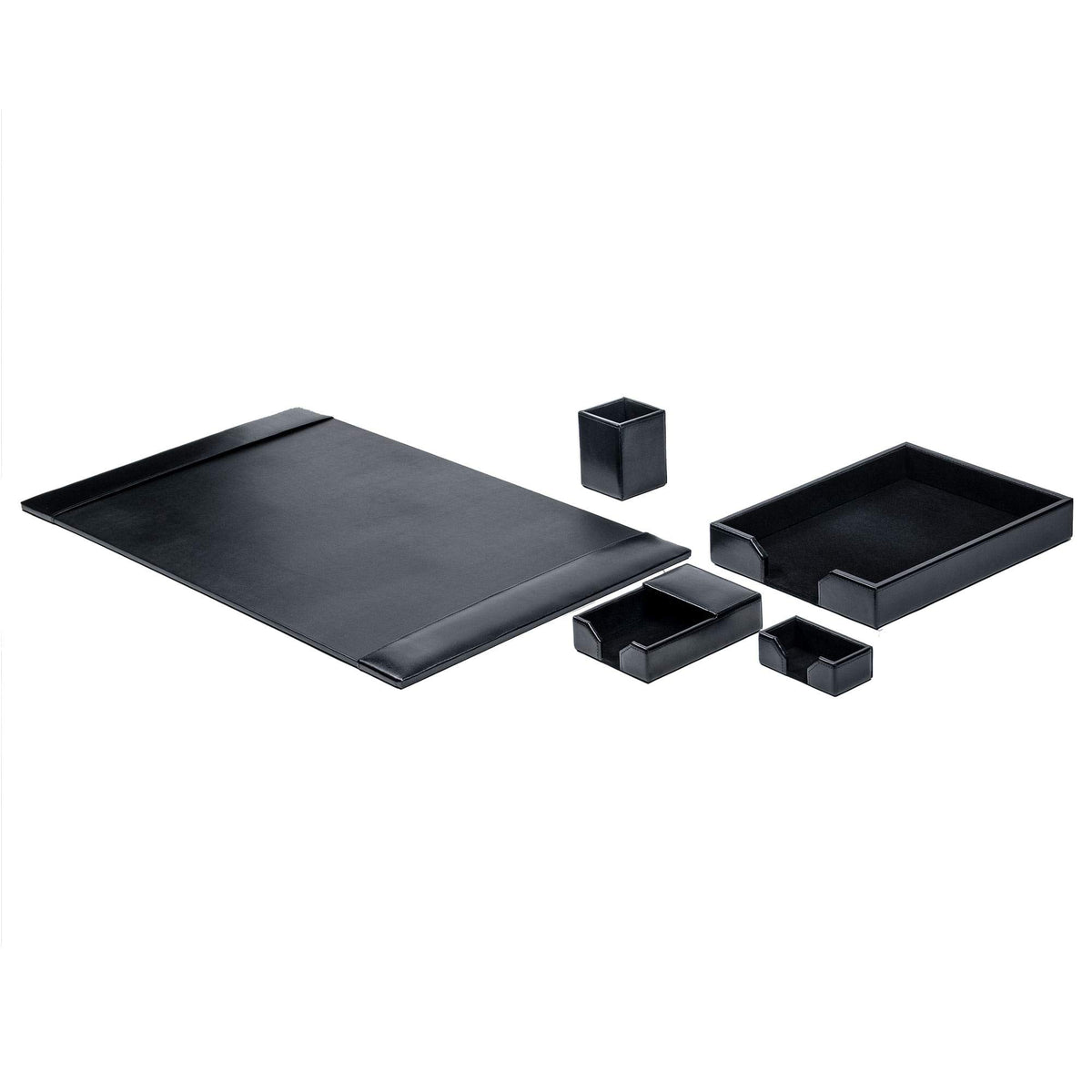 Black Bonded Leather 5-Piece Desk Set Z2199