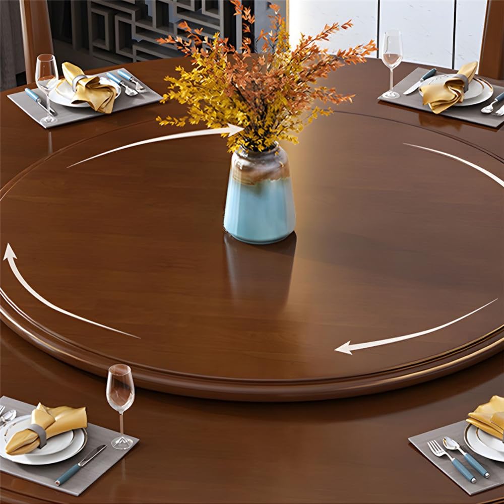 Black Round Solid Wood Dining Table with Lazy Susan F6990