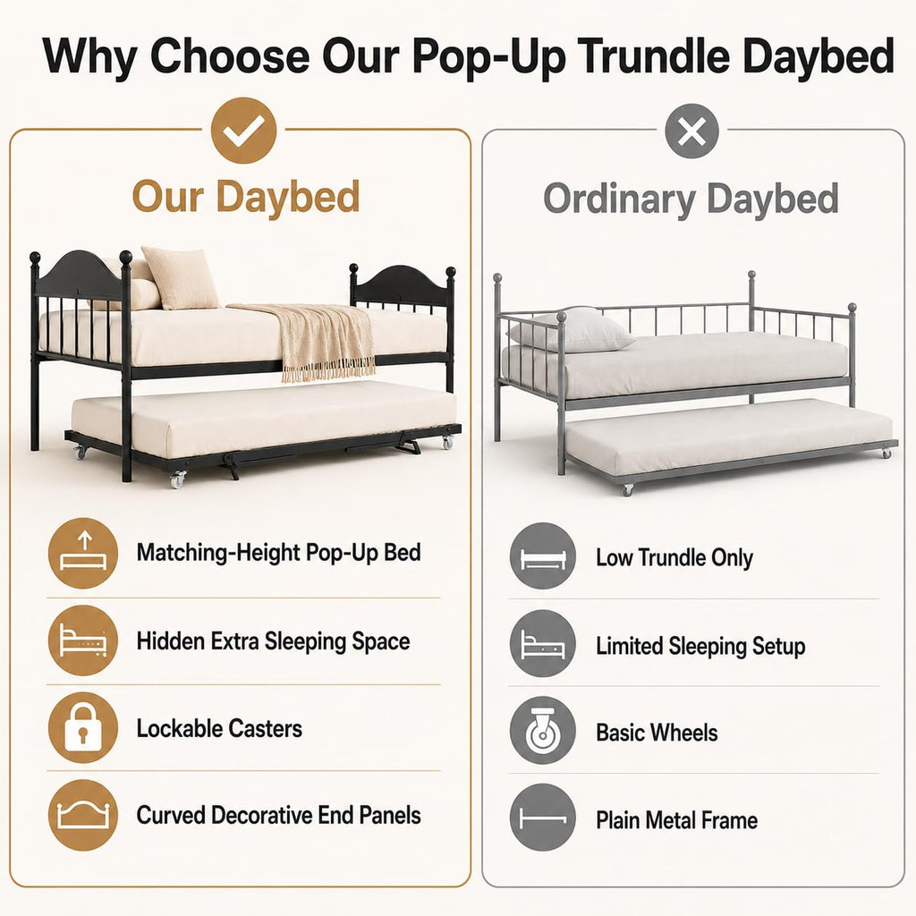 Black Daybed with Pop Up Trundle R5522