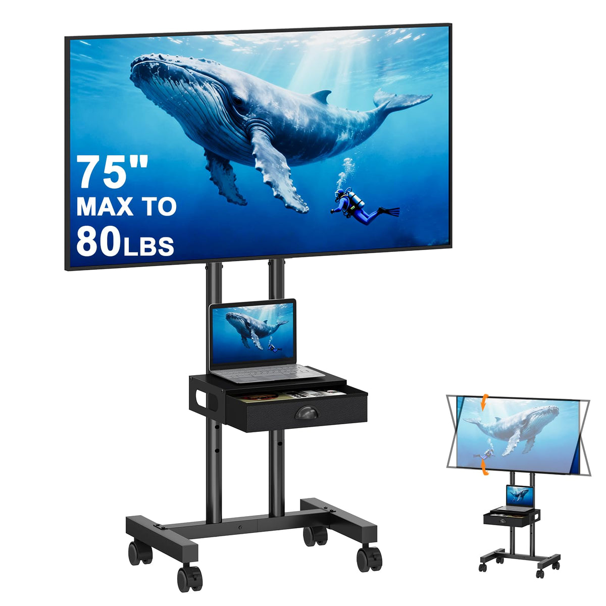 Rolling TV Stand with Drawer for 32-75 Inch TVs U324816