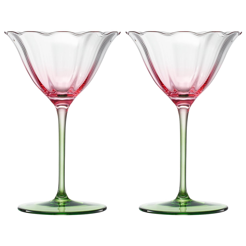 Pink Tulip Flower Cocktail Glasses 2 Set F564750