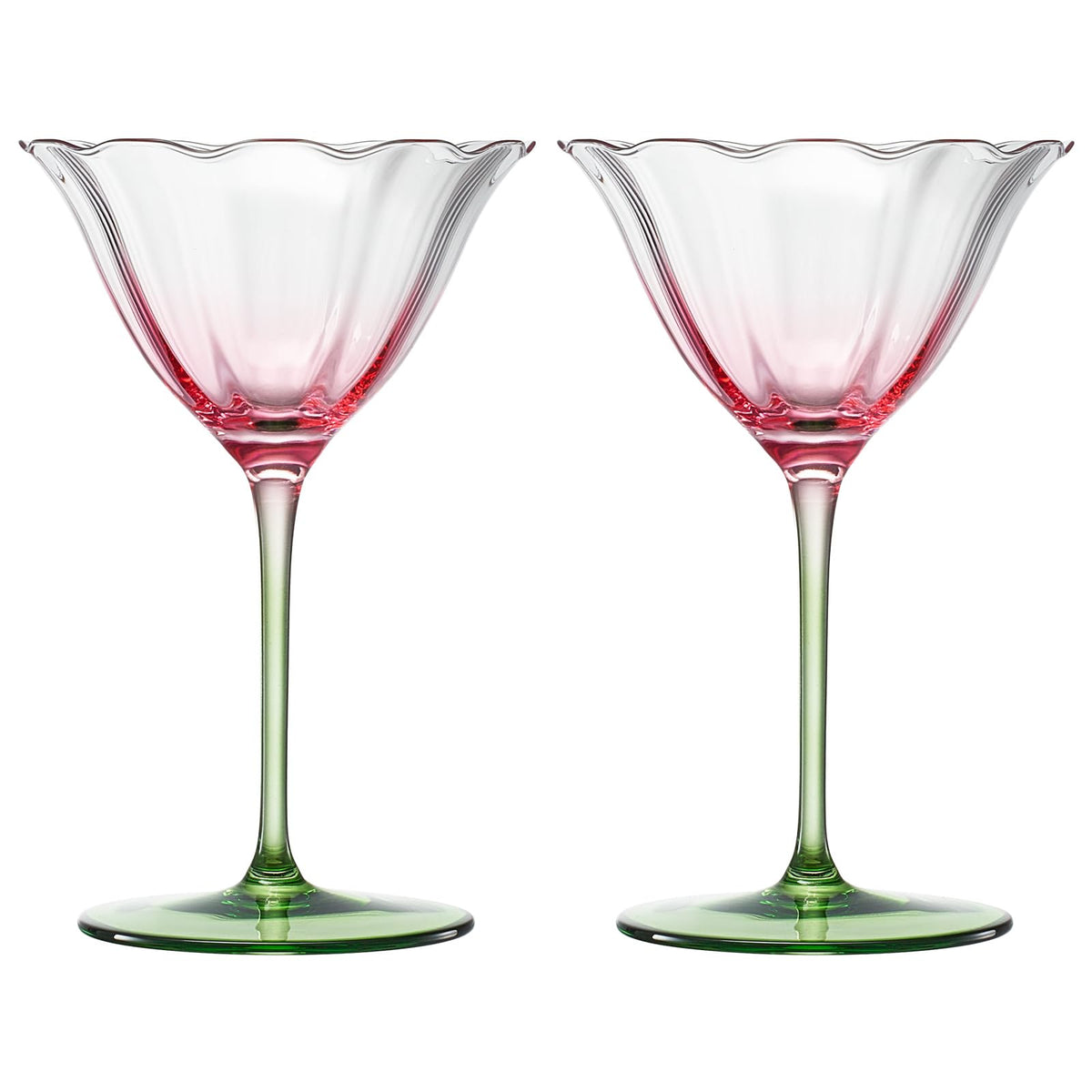 Pink Tulip Flower Cocktail Glasses 2 Set F564750
