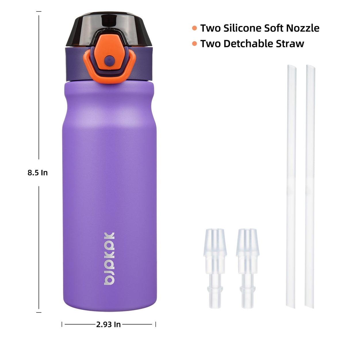 18 oz Insulated Stainless Water Bottle with Straw & Handle W292