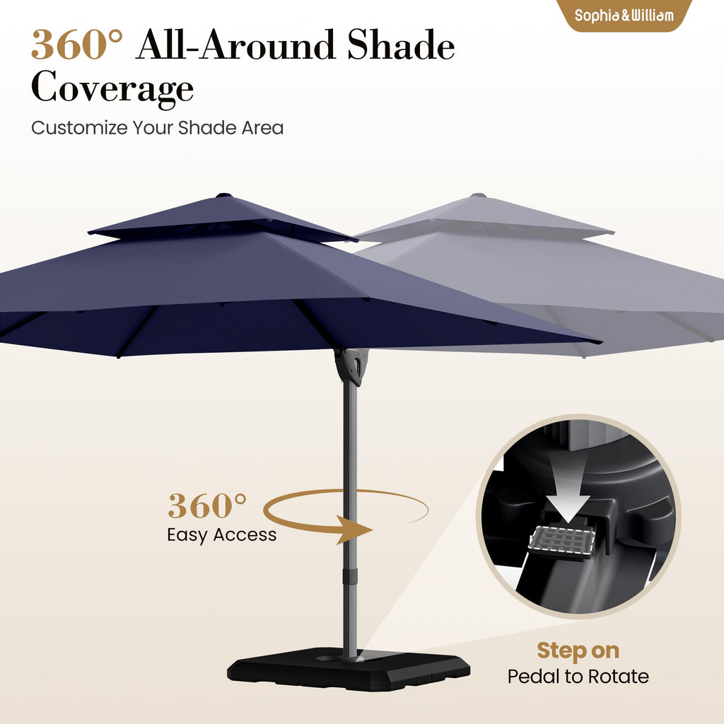 12ft Cantilever Patio Umbrella with Base X4210