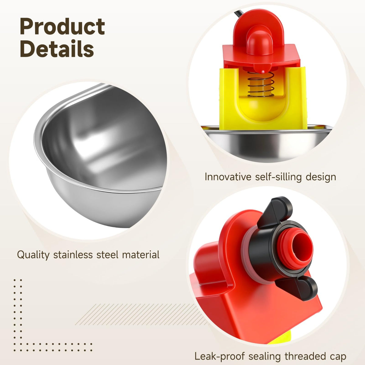 12 Pcs Stainless Self-Filling Chicken Water Cups Z786