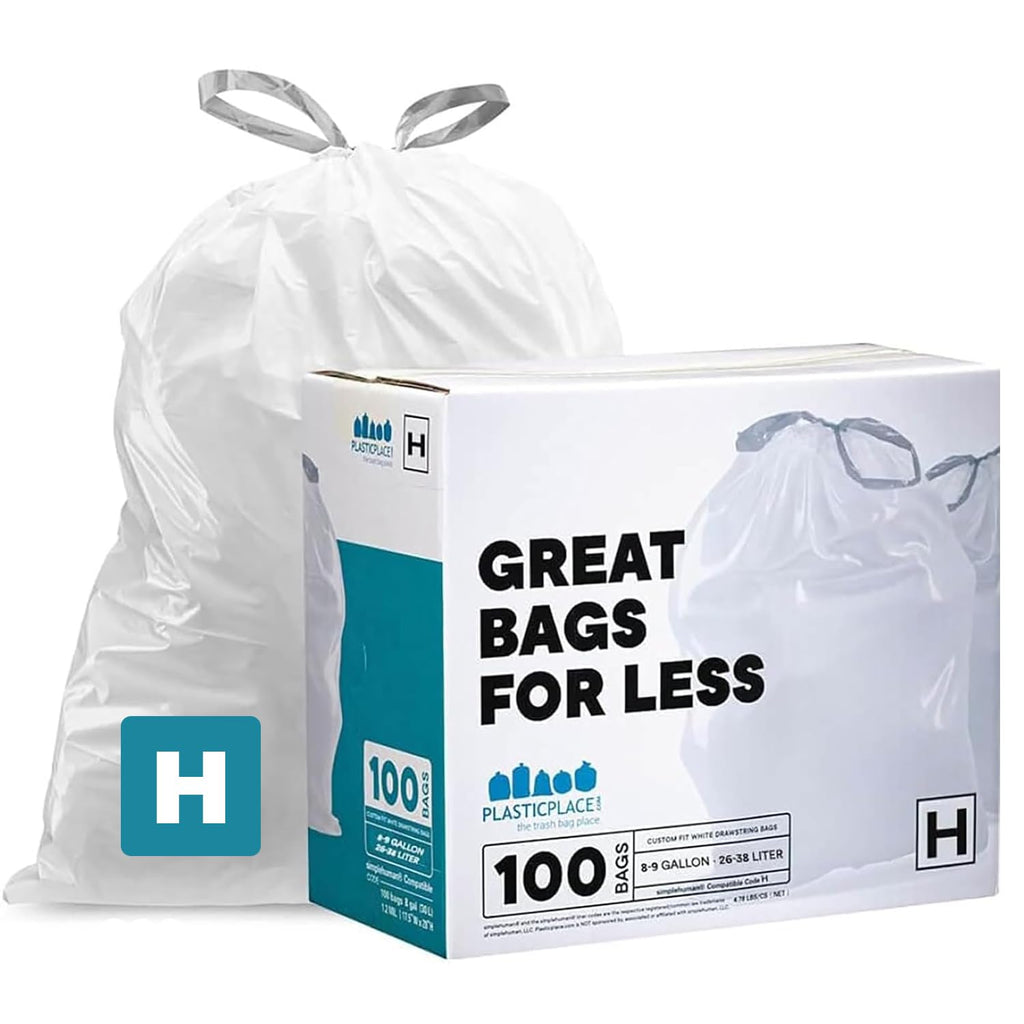 White 8-9 Gallon Drawstring Trash Bags, 100 Count O188476
