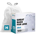 White 8-9 Gallon Drawstring Trash Bags, 100 Count O188476