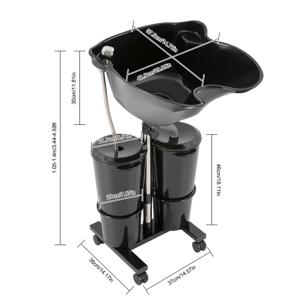 Portable Adjustable Plastic Shampoo Bowl with 2 Water Tanks U183