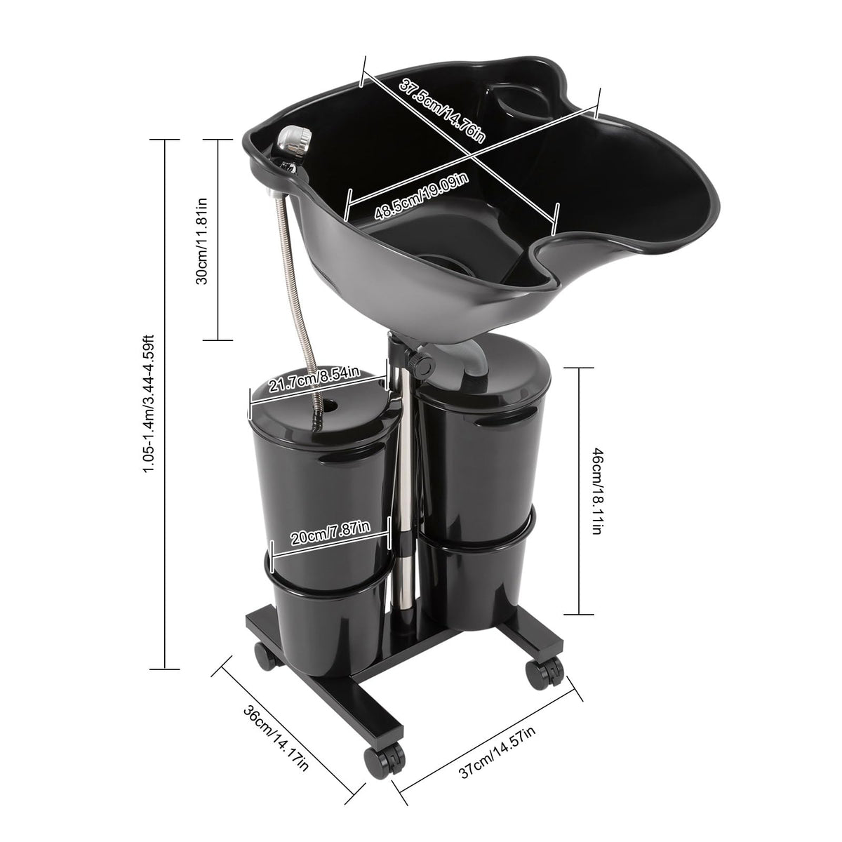 Portable Adjustable Plastic Shampoo Bowl with 2 Water Tanks U183