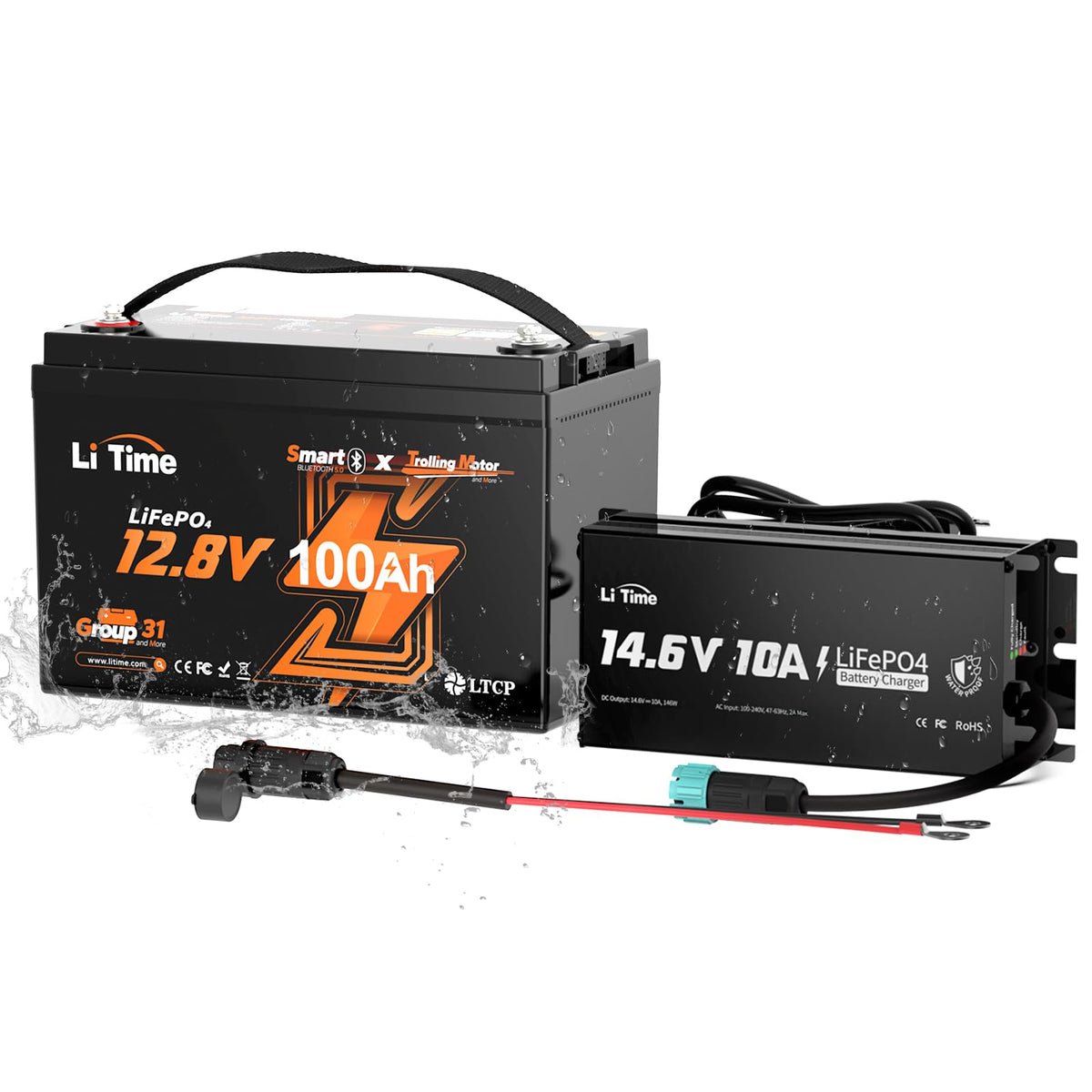 12V 100Ah LiFePO4 Battery with Charger D438