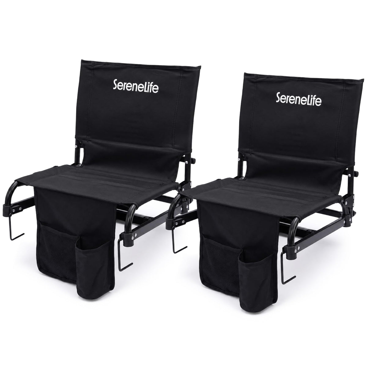 2-Pack Padded Folding Stadium Chairs with Back Support and Armrests G960