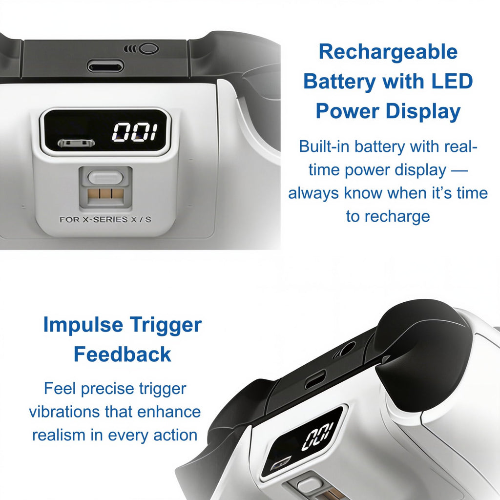 Wireless Controller for Xbox and PC with 1400mAh Battery, White H1114