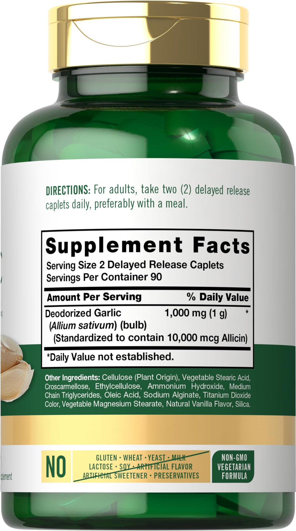 Odorless Garlic Supplement 1000mg 180 Caplets H872968