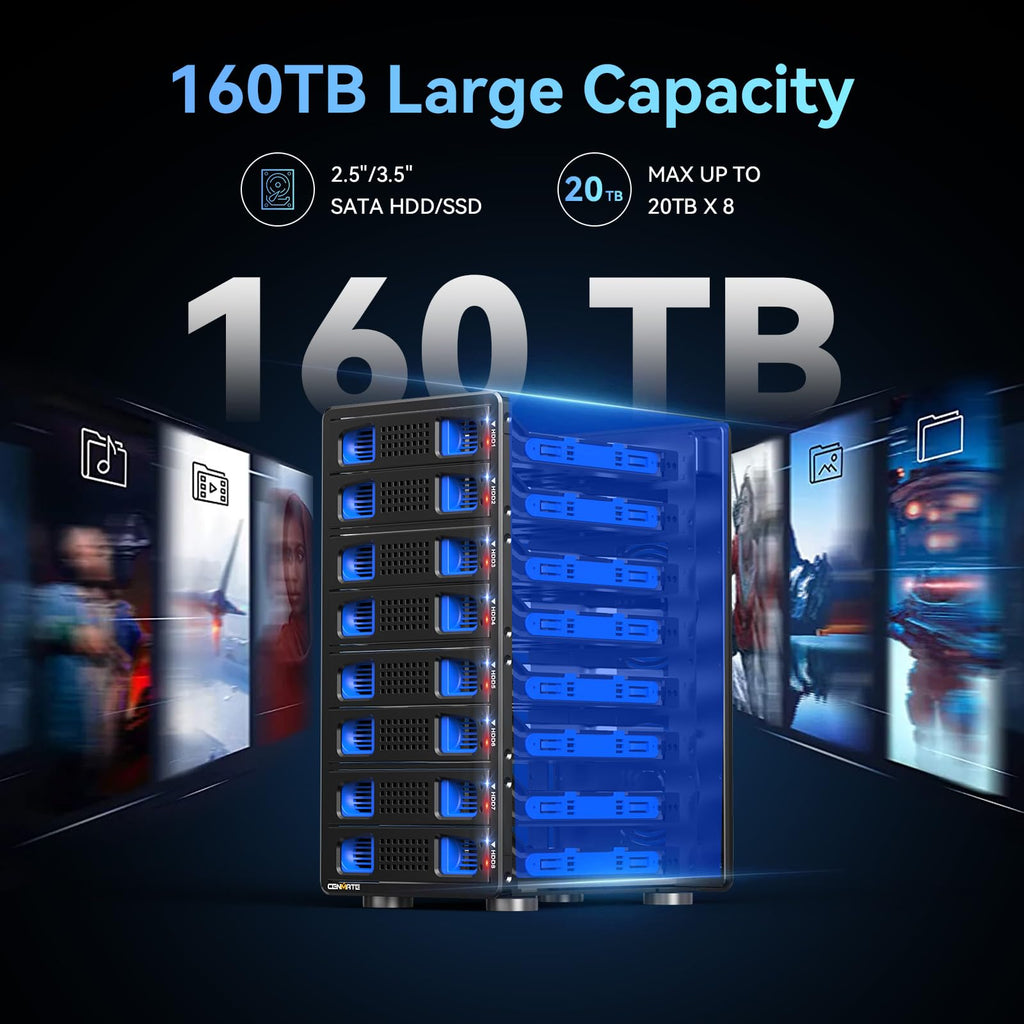 Aluminum 8 Bay Hard Drive RAID Enclosure with Cooling Fan Q37700