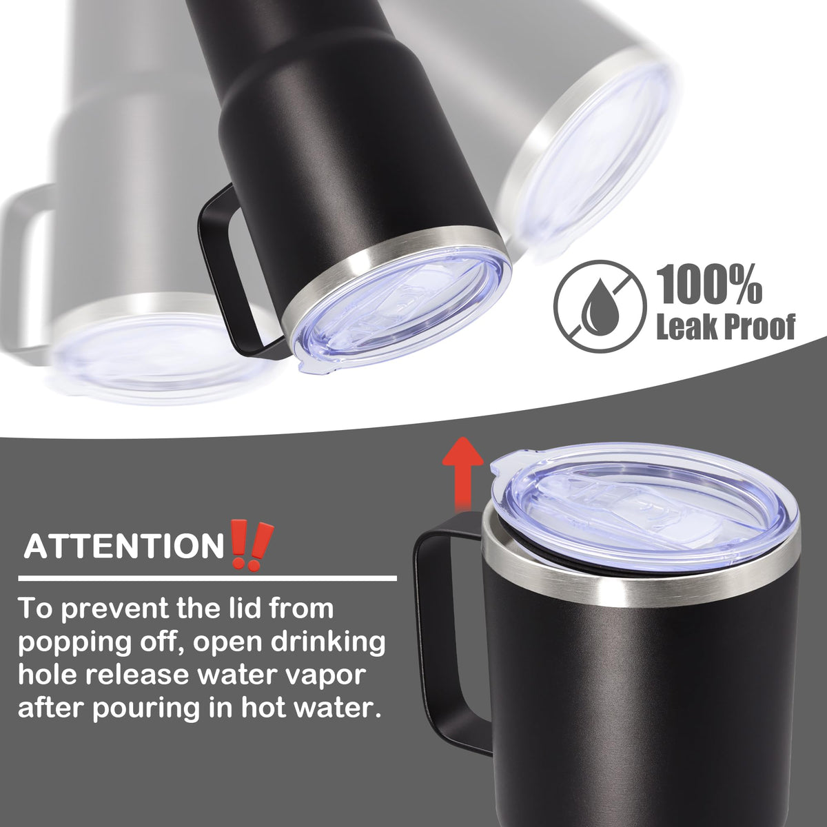 20 oz Black Tumbler with Handle and Lid R74626