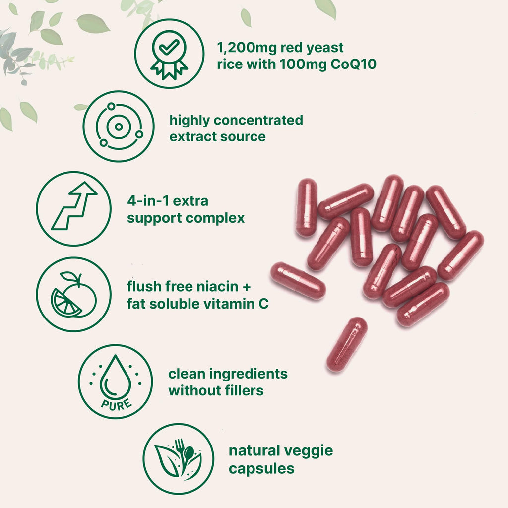 Red Yeast Rice with CoQ10 1200mg 240 Veggie Capsules B9971