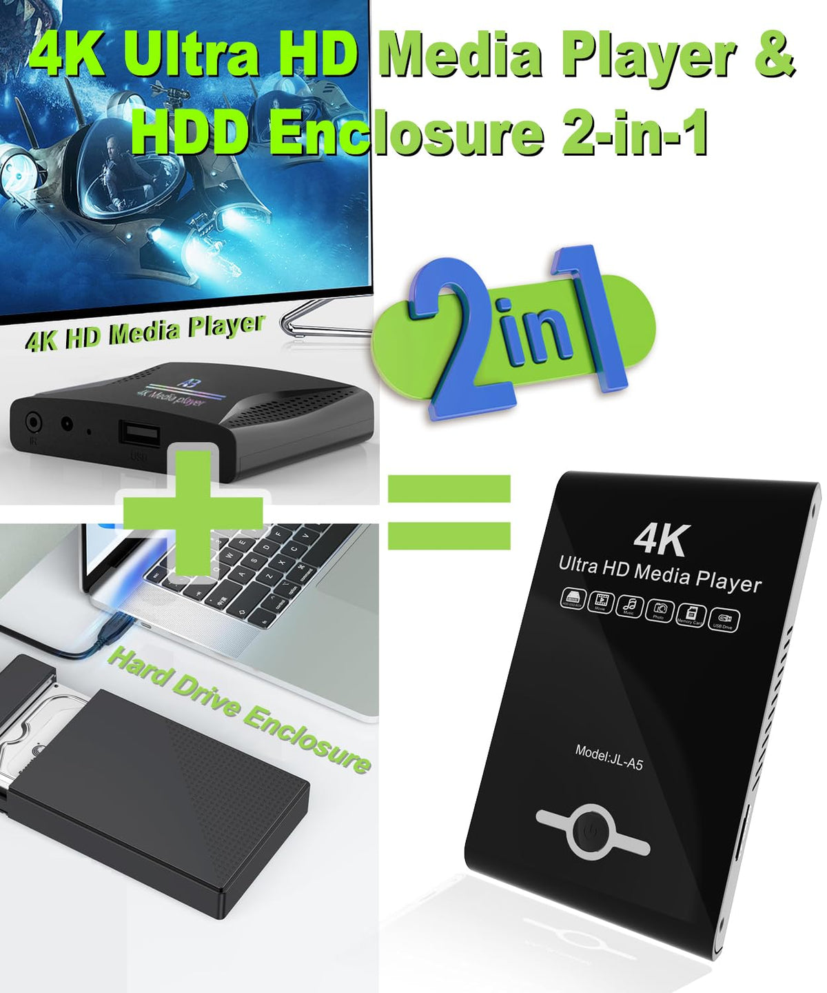 4K Ultra HD Media Player & HDD Enclosure 2-in-1 P332