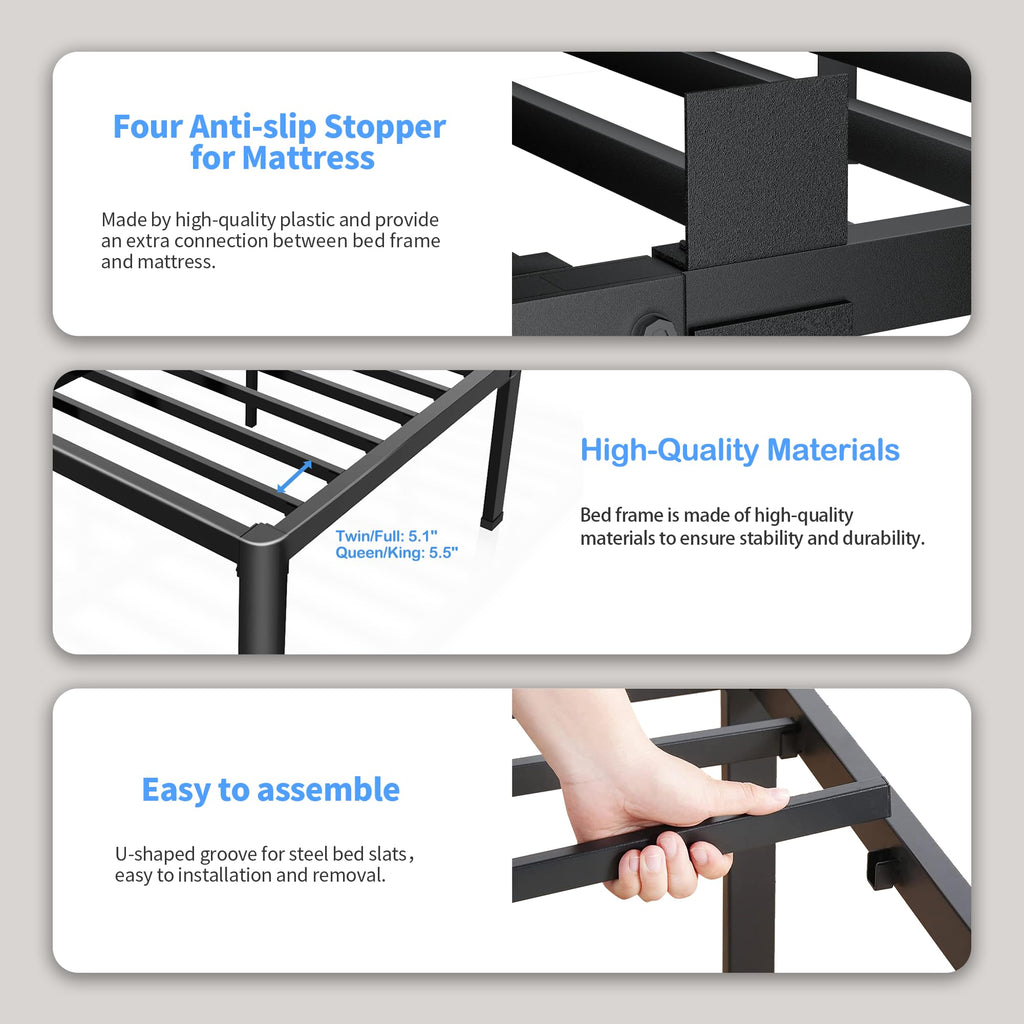 18 Inch Queen Bed Frame with Rounded Corner V157