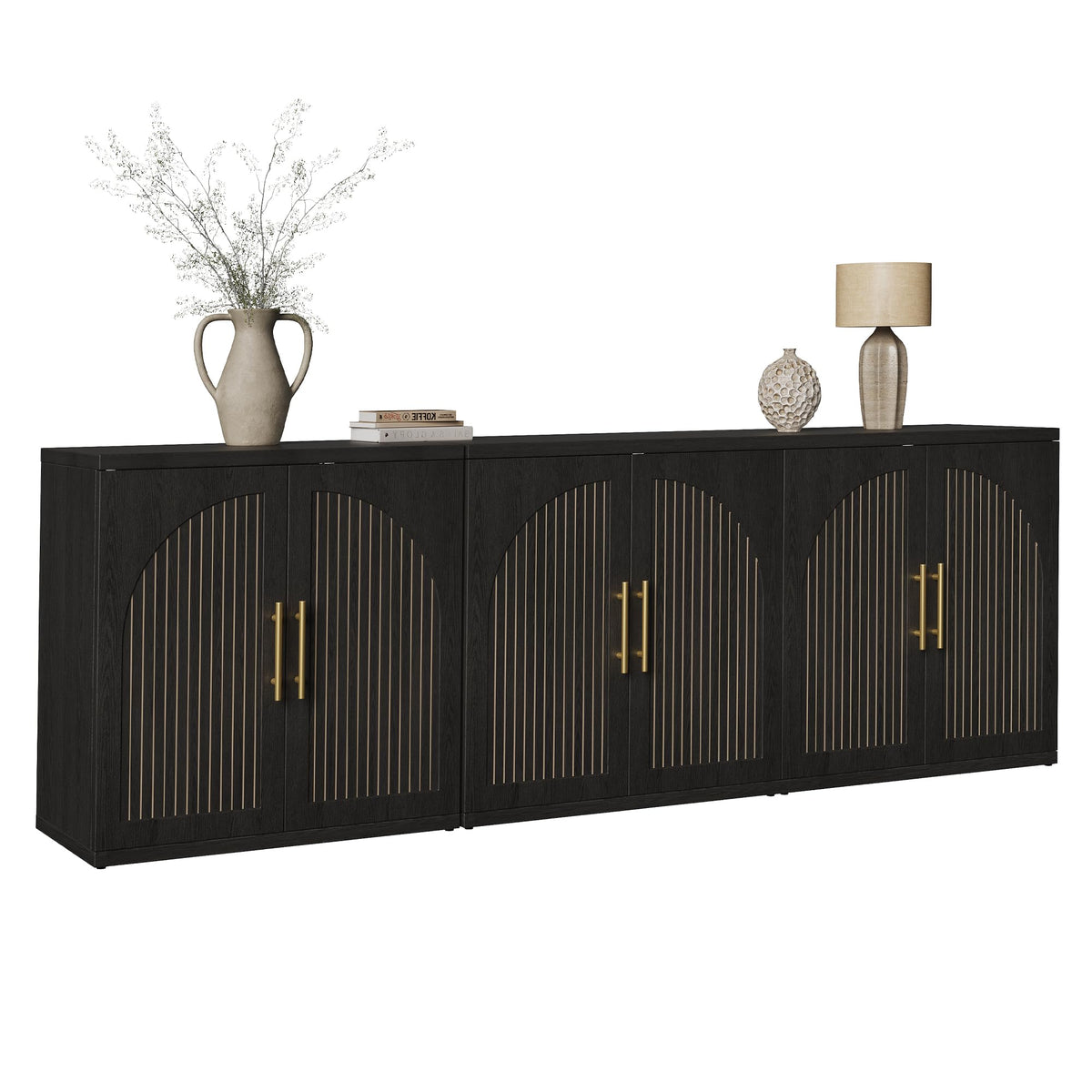63" Black Wood Buffet Cabinet with Storage E6313