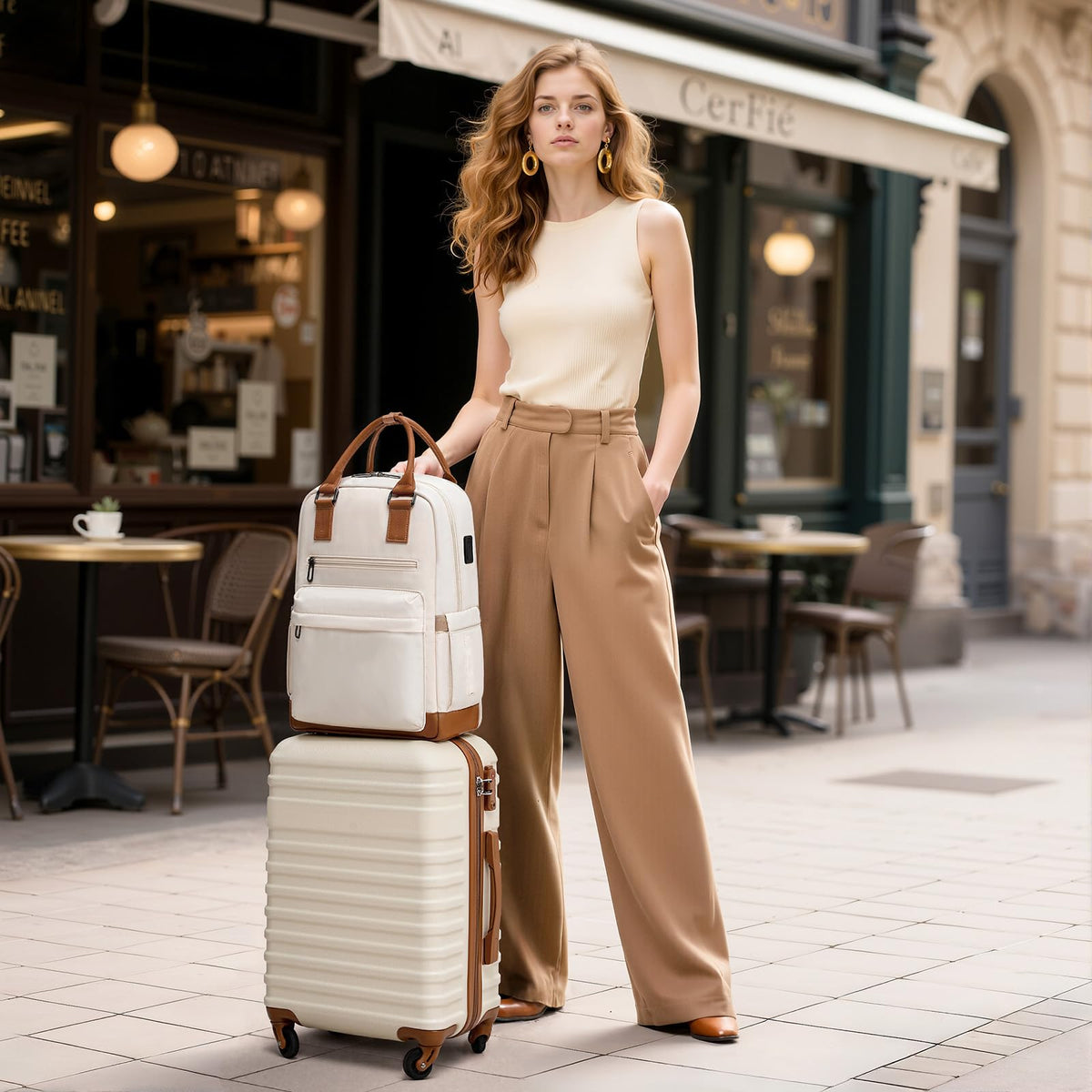 White 3 Piece Hardside Luggage Set W45021