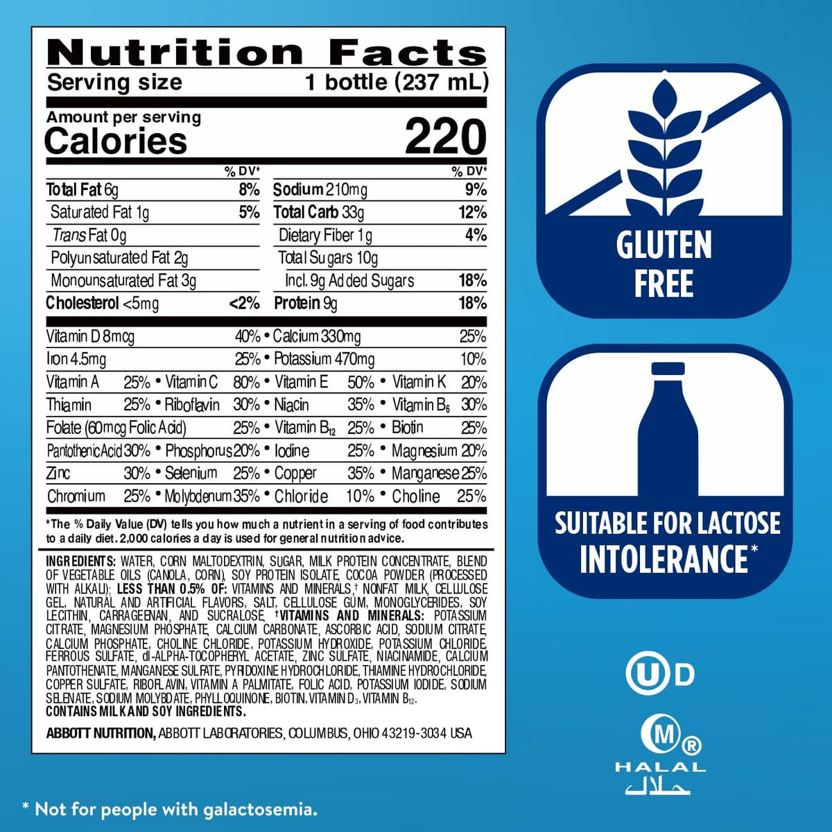Original Nutrition Shake 9 grams Protein Milk Chocolate 8 fl oz 24 Count A855243