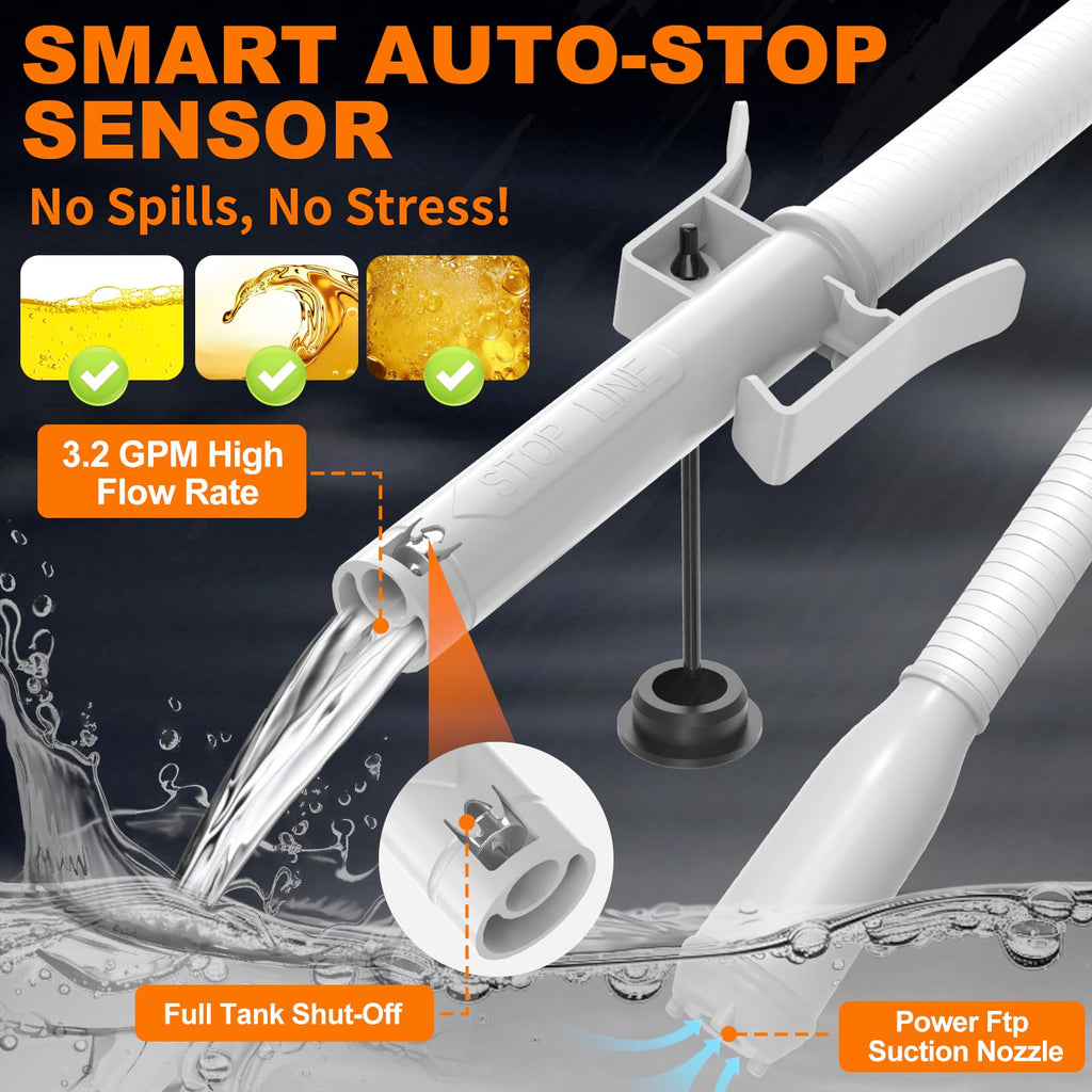 Portable Automatic Fuel Transfer Pump with Auto Stop Sensor and Hose V907