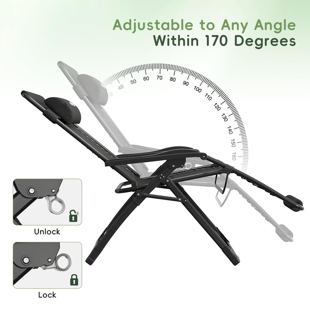 Oversized Folding Reclining Patio Lounge Chair V32342