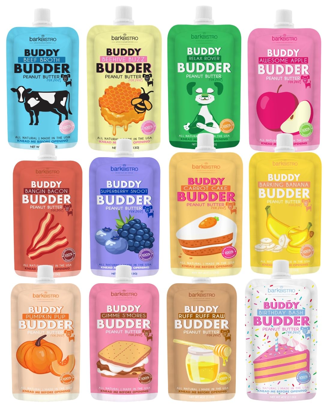 12pk Variety Pack 100% All Natural Peanut Butter for Dogs H7462
