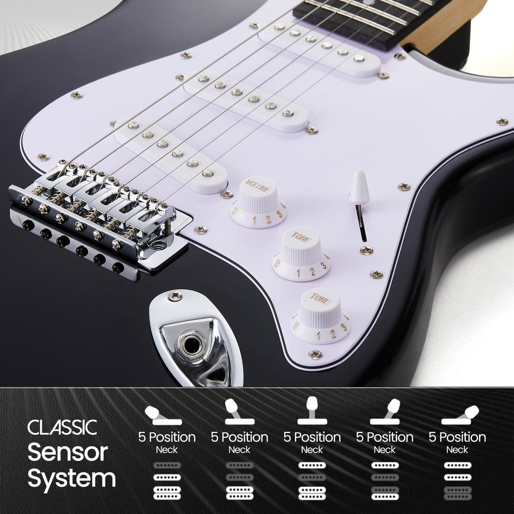 39-Inch Electric Guitar Starter Kit with Amp Black U3320