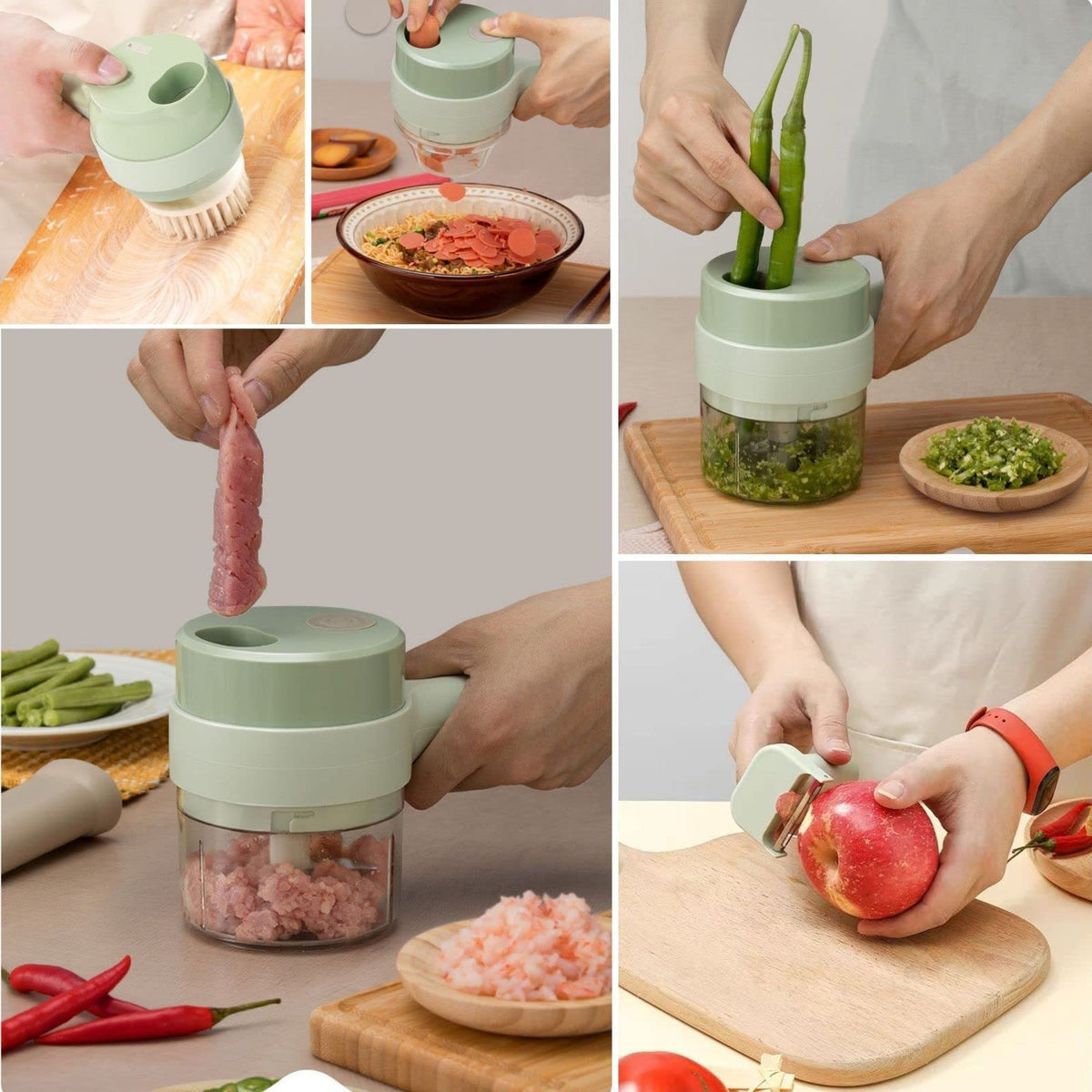 4 in 1 Handheld Electric Vegetable Cutter Set D690575